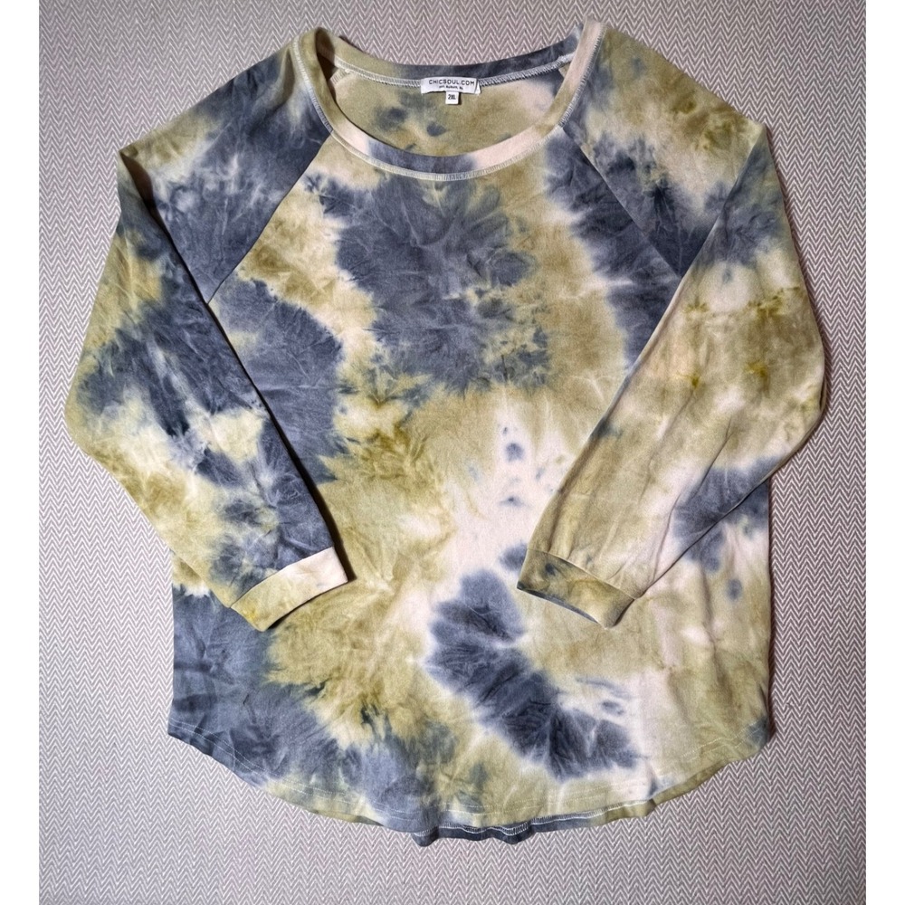Tie-Dye Long Sleeve Top 2XL Cozy Soft‎ Lounge Tee Bright Comfy Casual Shirt